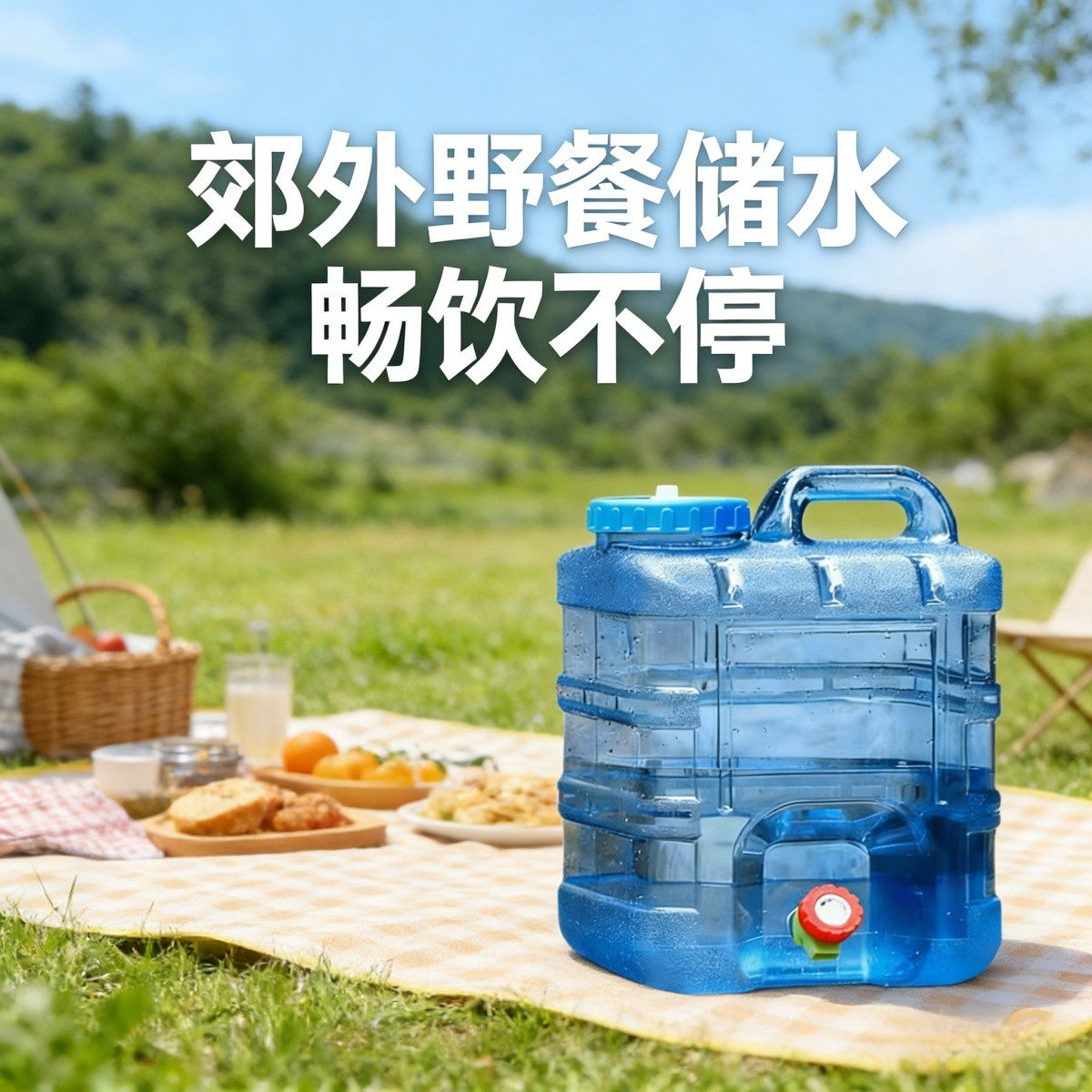 户外纯净水桶手提式带盖