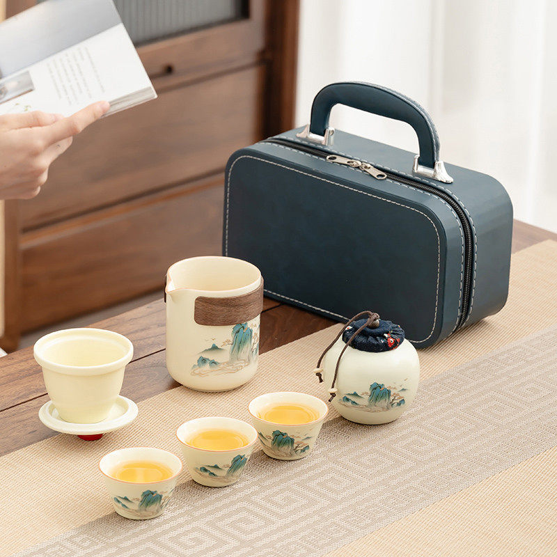 汝窑旅行茶具便携式套装