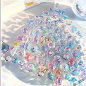 闪亮彩虹系渐变浮雕贴纸儿童女孩可爱3d立体小鼻嘎咕卡装 饰贴画