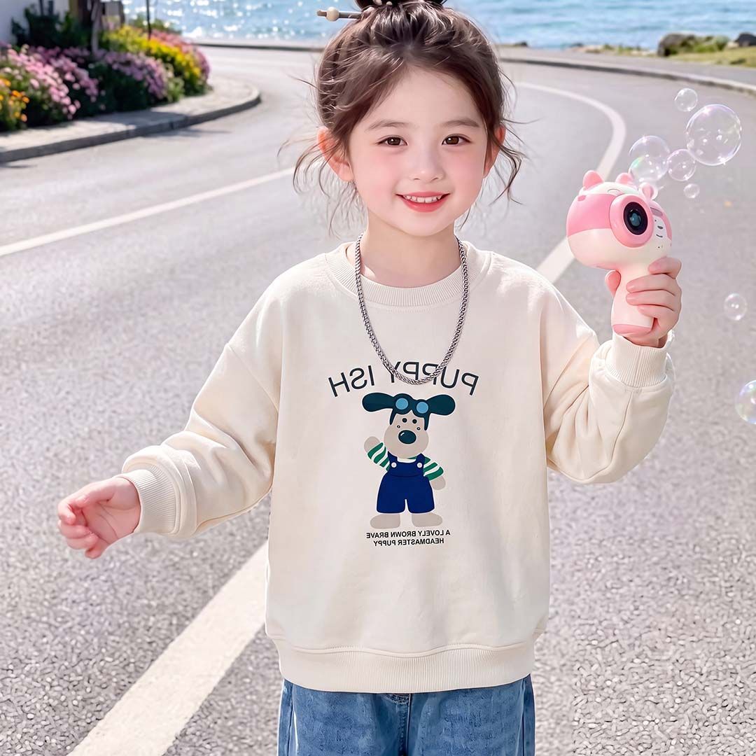 儿童新款秋季卫衣圆领韩版宽松运动长袖上衣女童洋气时尚印花