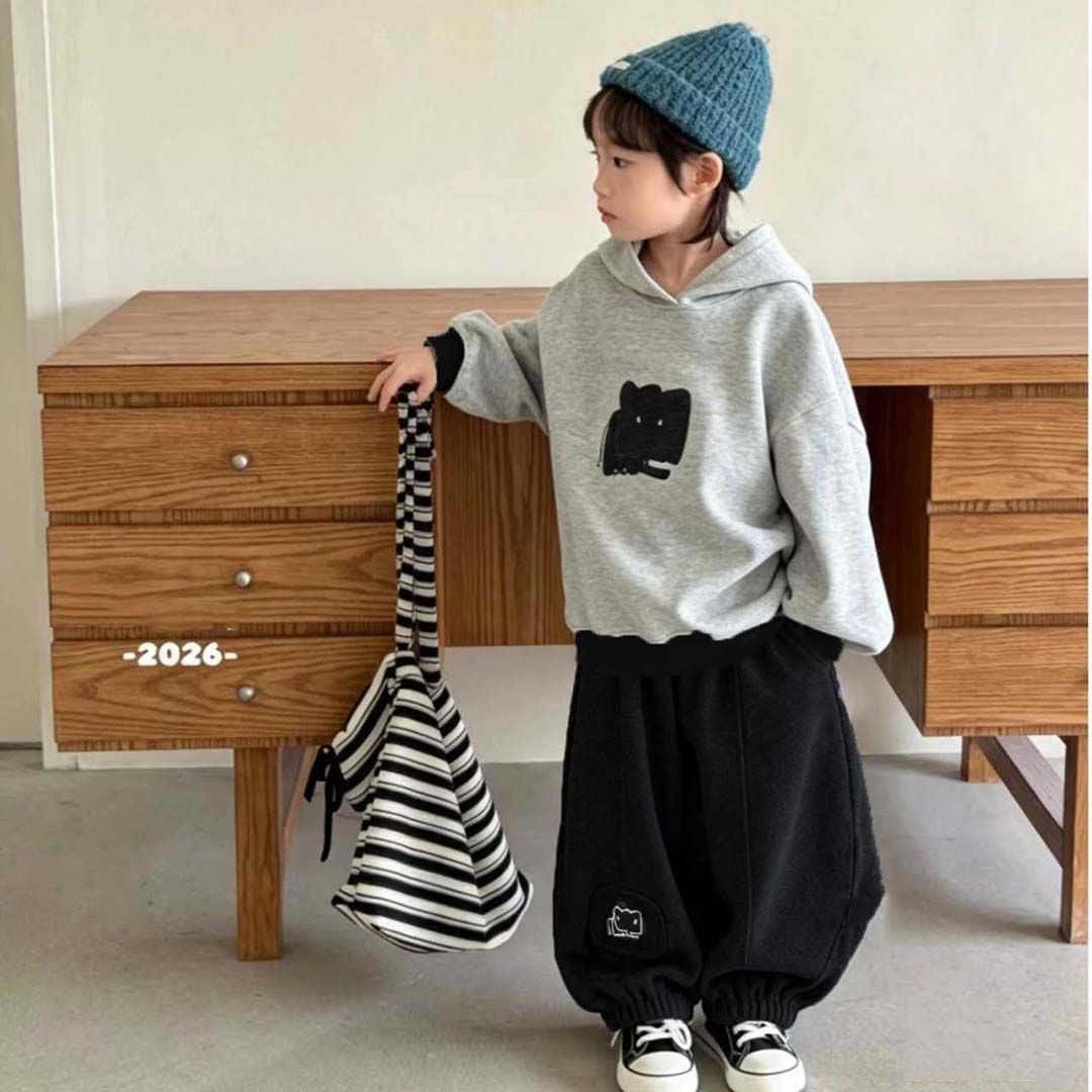 儿童套装秋季新款男女童连帽卫衣+灯笼裤两件套卡通韩版百搭刺绣