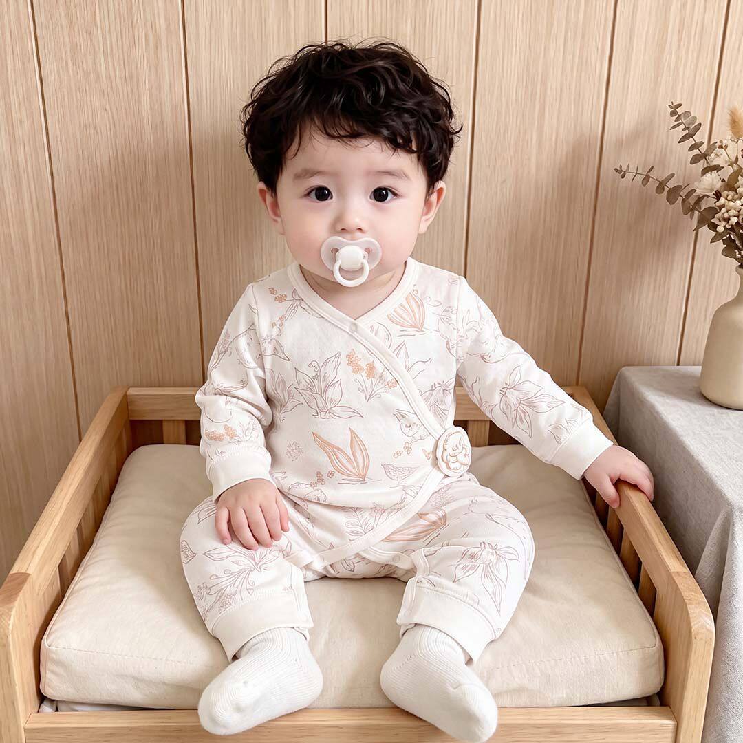 新生儿衣服纯棉Aa类春秋季蝴蝶衣婴儿无骨爬服宝宝魔术贴哈衣柔软