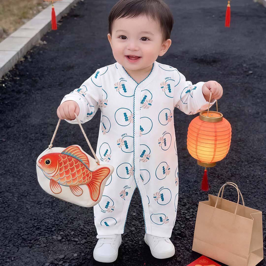 婴儿连体衣秋季纯棉长袖长裤新生宝宝哈衣婴儿衣服全棉婴儿服高级