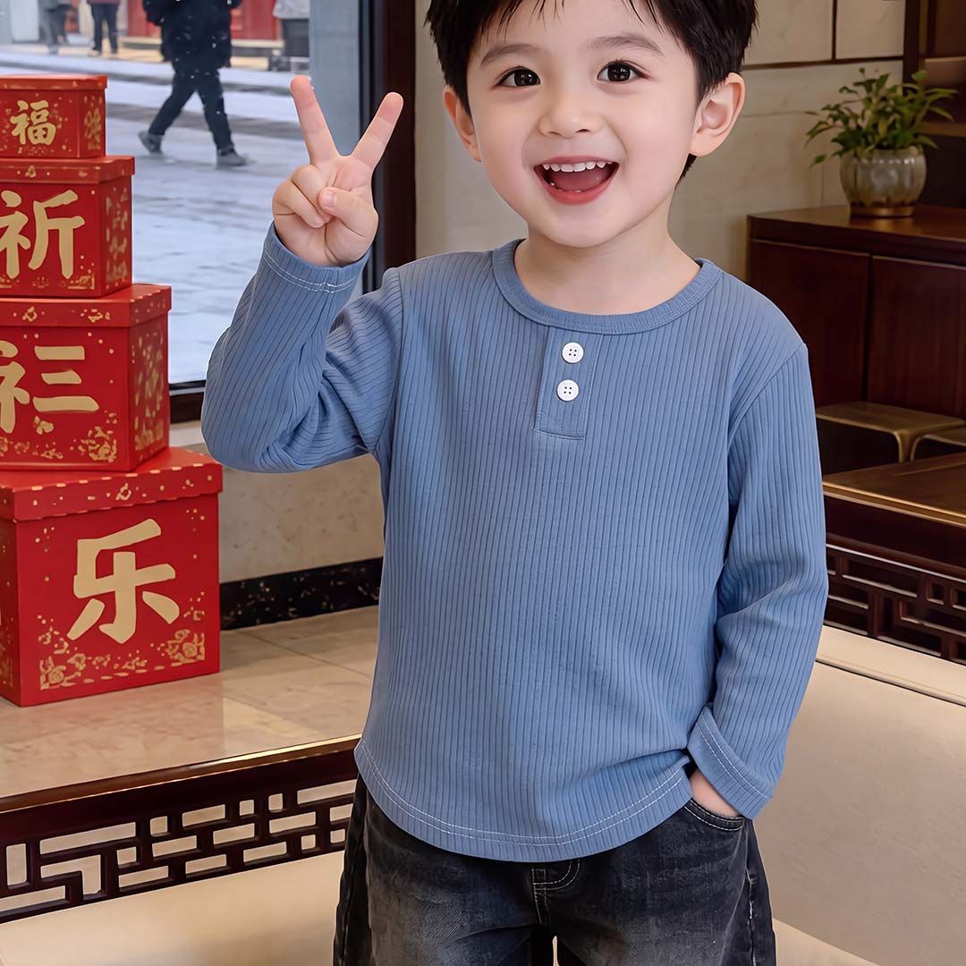 儿童打底衫秋装新款圆领长袖上衣秋衣女童保暖内衣男童洋气爆款