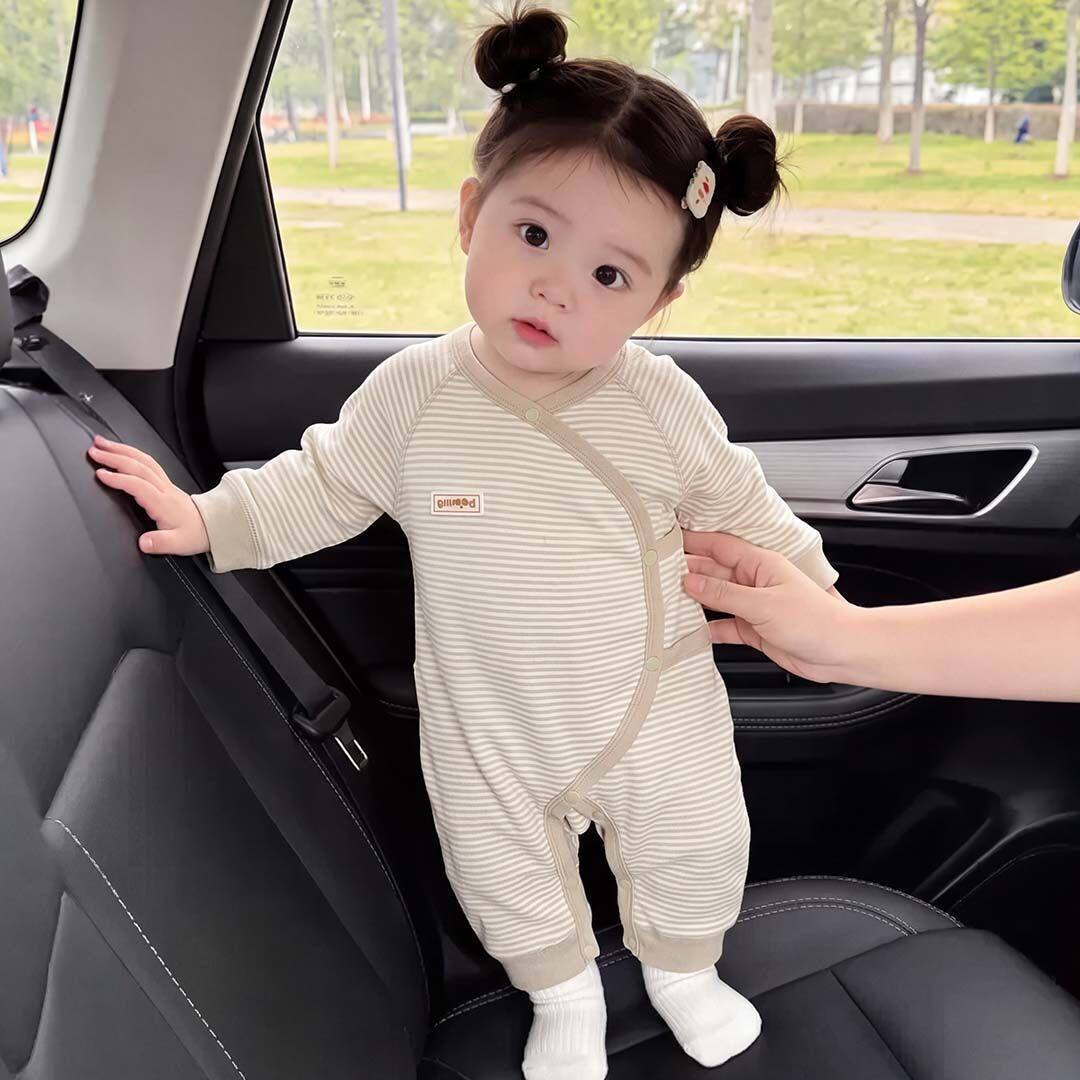 新生婴儿衣服春秋彩棉和尚服爬服蝴蝶衣男女宝宝无骨连体哈衣休闲