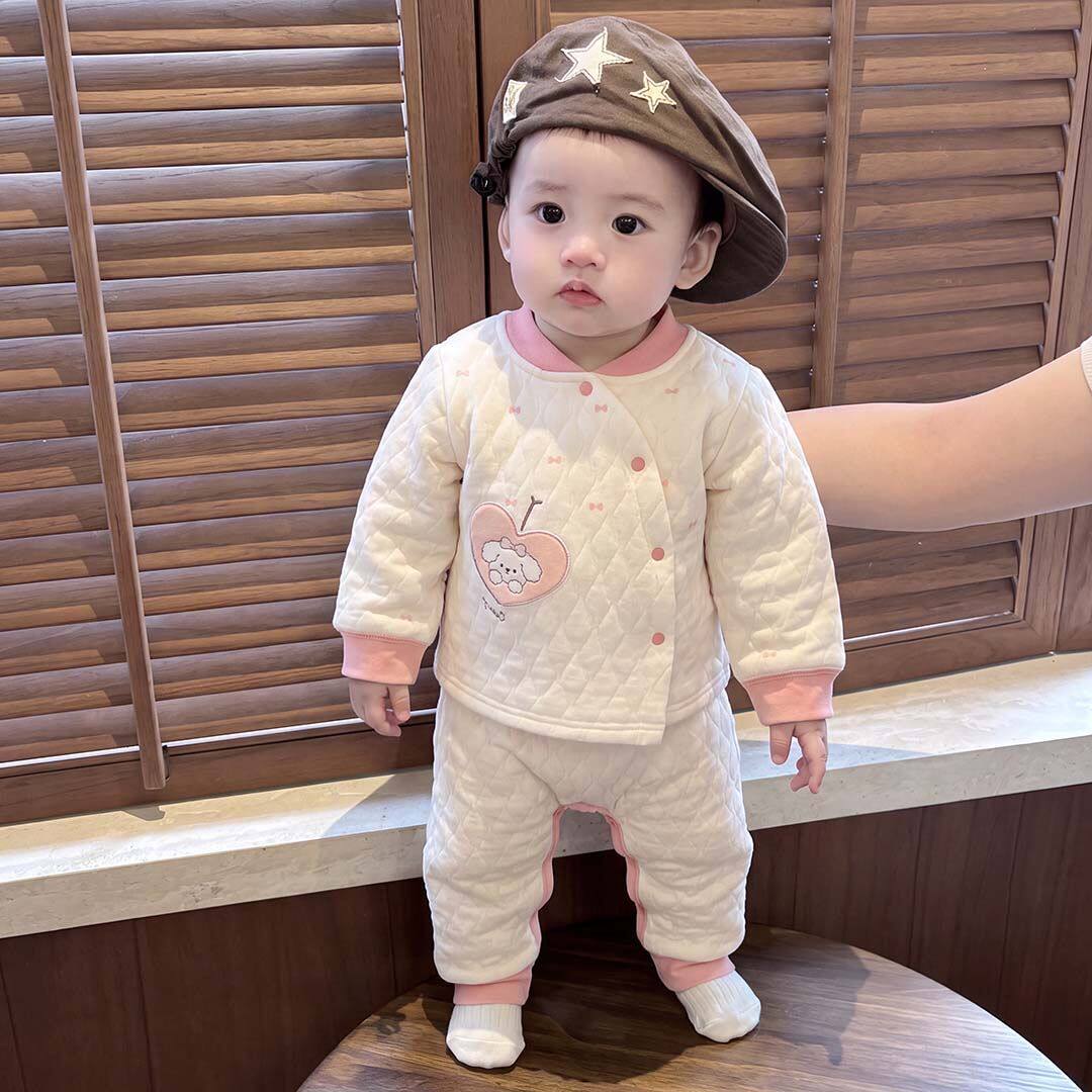 宝宝保暖套装秋冬款婴儿分体衣服夹棉婴幼儿冬季保暖内衣休闲超萌