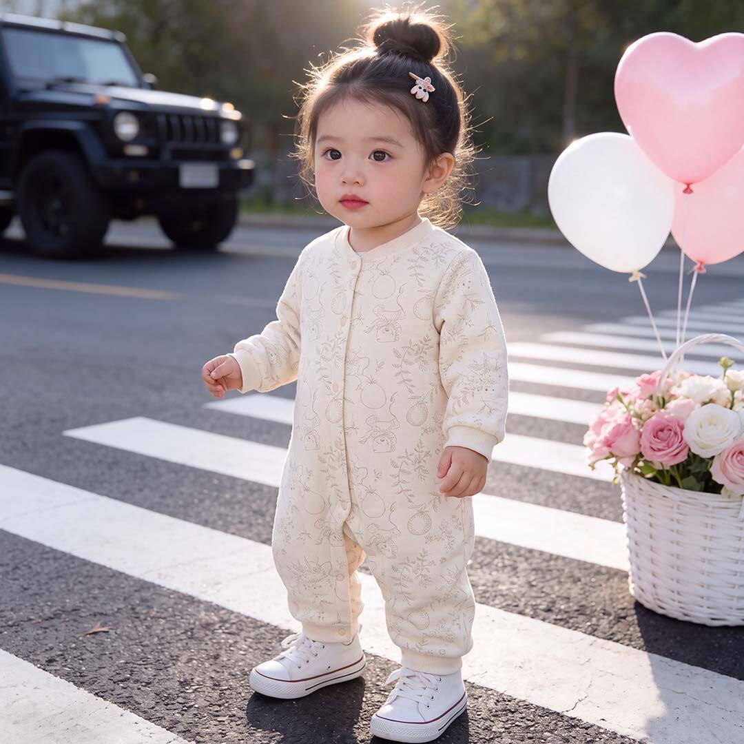 婴儿秋冬衣服80克夹棉连体衣新生儿加厚加棉哈衣爬服宝宝休闲