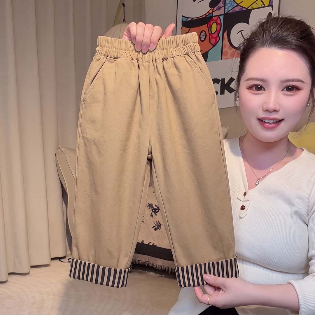 童裤儿童单裤棉七分裤女童长裤男童休闲裤宝宝外穿裤英伦风户外