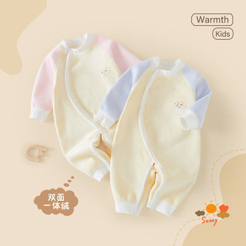 婴儿连体衣秋冬加绒保暖打底爬服