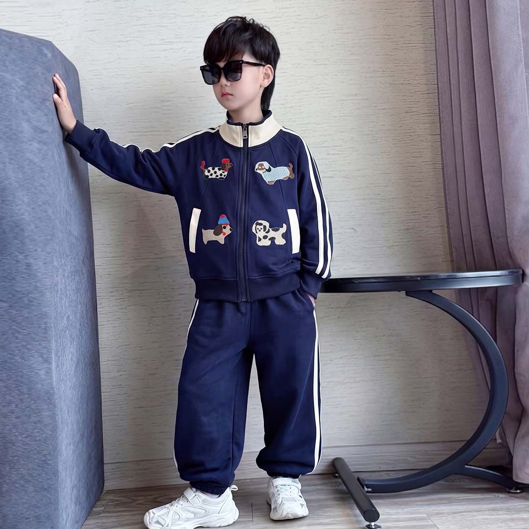 儿童拉链两件套男孩子新款运动韩版套装中大童春秋季时尚卡通童装
