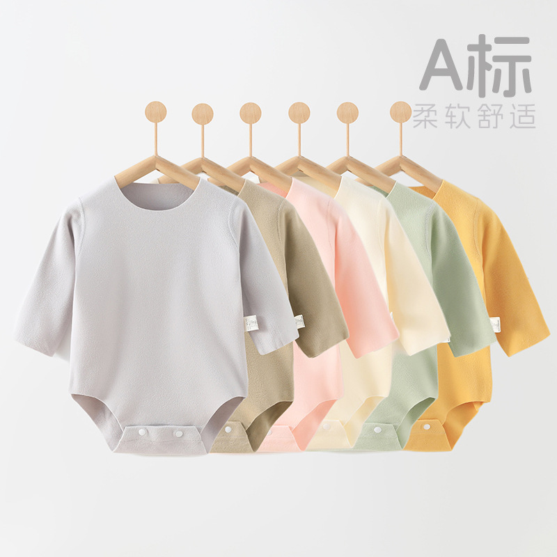 婴儿德绒长袖包屁衣秋冬加厚保暖