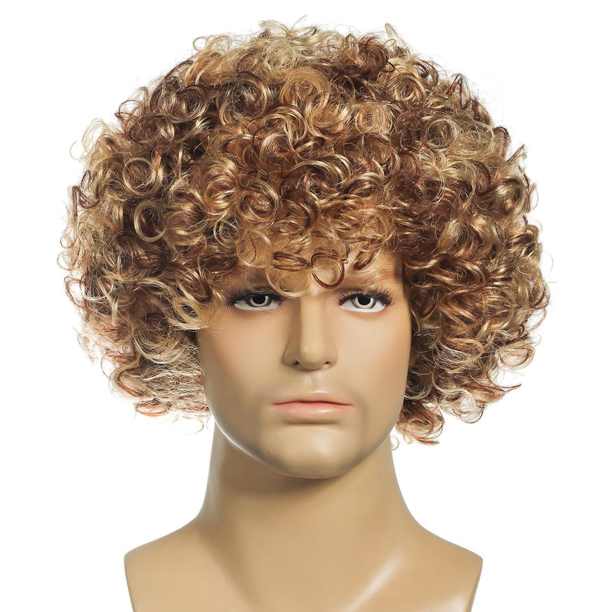 越纽 摇滚cos万圣节80s年代重金属欧美男士假发迪斯科球迷假发