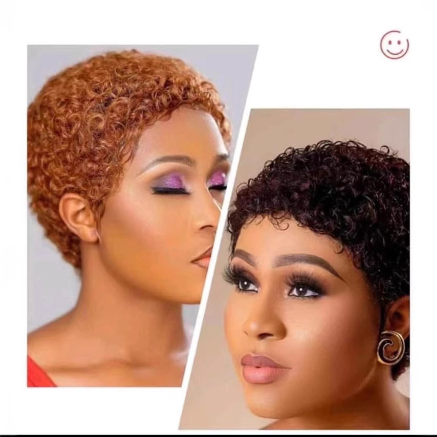 外贸非洲小卷爆炸头真人发头套欧美假发头套humanhairwigs代发