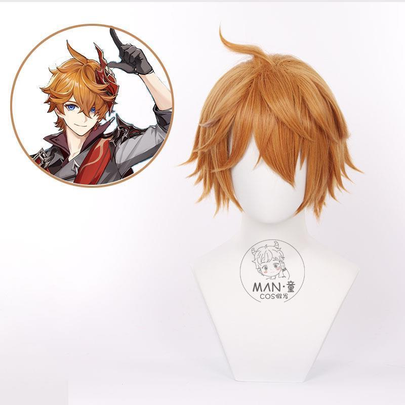 原神达达利亚 公子愚人众反翘呆毛短发cosplay假发厂家直销