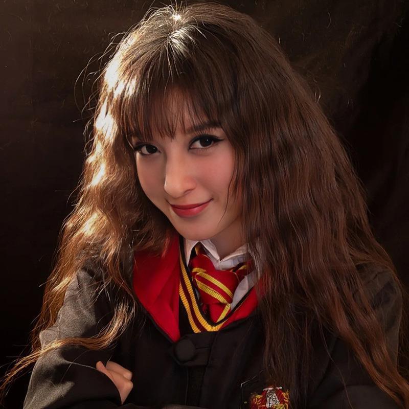 哈利波特 赫敏cos假发女欧美浅棕色玉米烫化纤丝头套厂家货源