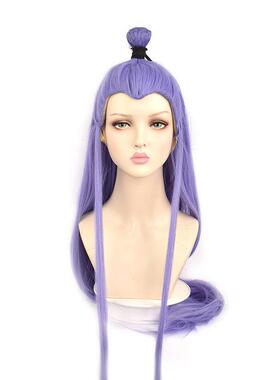 厂家哪吒敖丙cos假发混蓝紫色头发古风美人尖cosplay长直发头饰