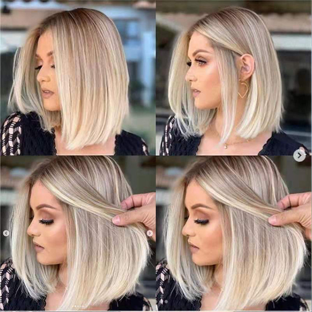 假发 欧美女士时尚化纤头套 棕色混色短直发 bob厂家现货直销