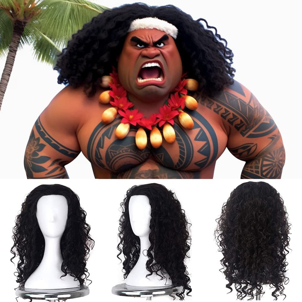海洋奇缘毛伊Maui蓬松卷假发万圣节舞会cosplay动漫假发 跨境外贸