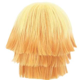 鬼灭之刃我妻善逸cos假发 黄色渐变橘色翻翘 cos假发471B