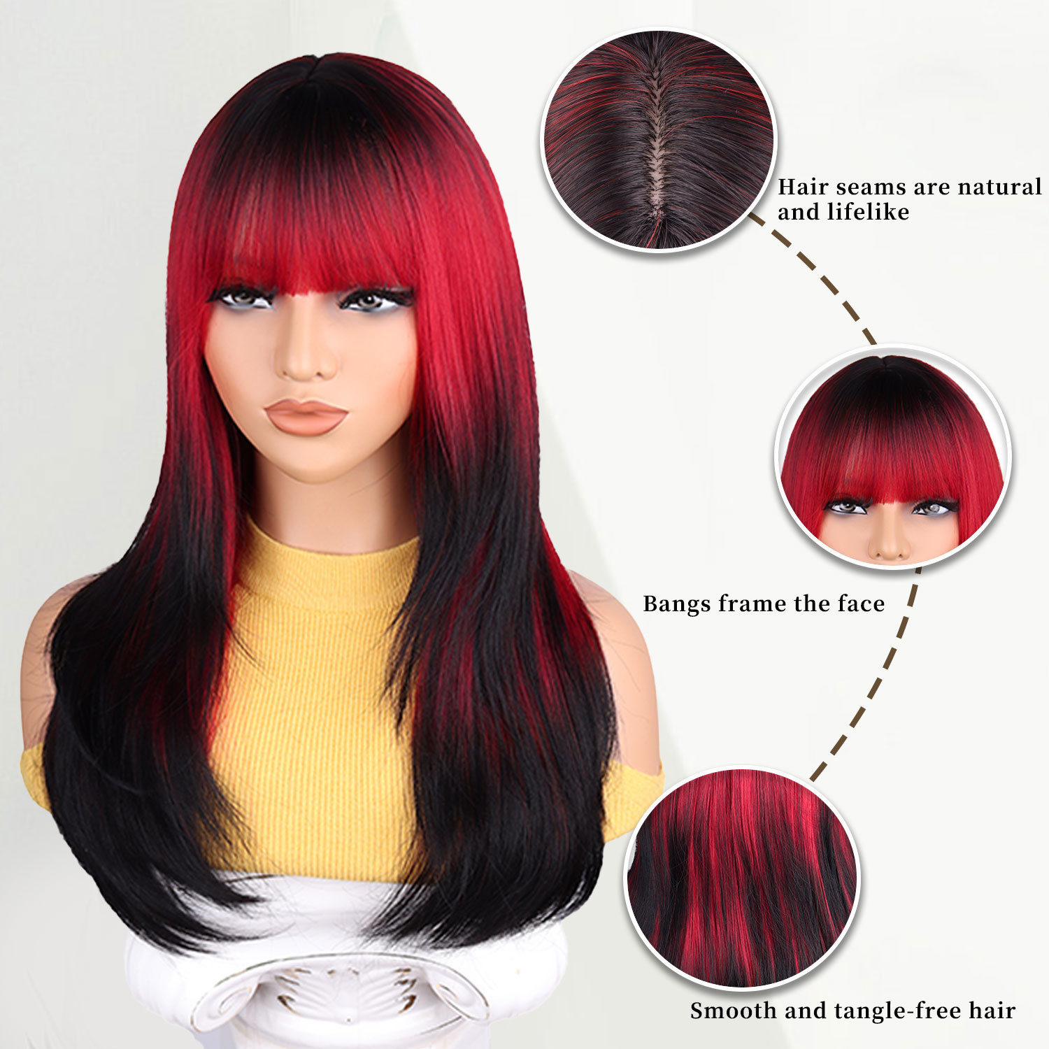 跨境欧美假发女渐变色长直发假发许昌高温丝化纤全头套现货