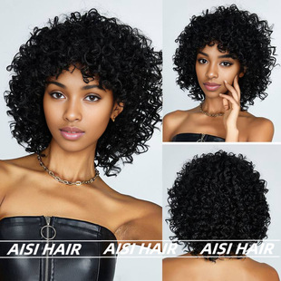 许昌跨境欧美假发 非洲小卷假发女Afro Wigs高温丝化纤假发全头套