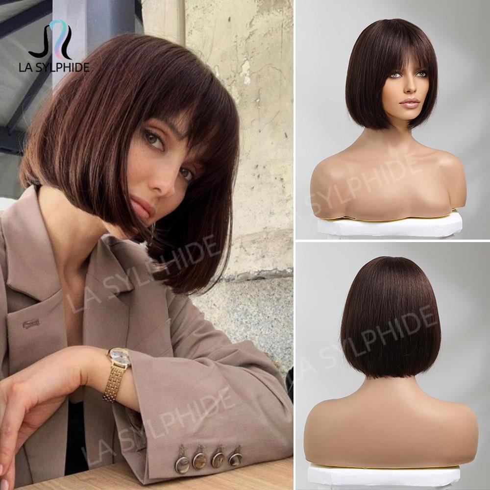 假发真发全真人发女短发全头式新款时尚BOBO全头套机制Human hair