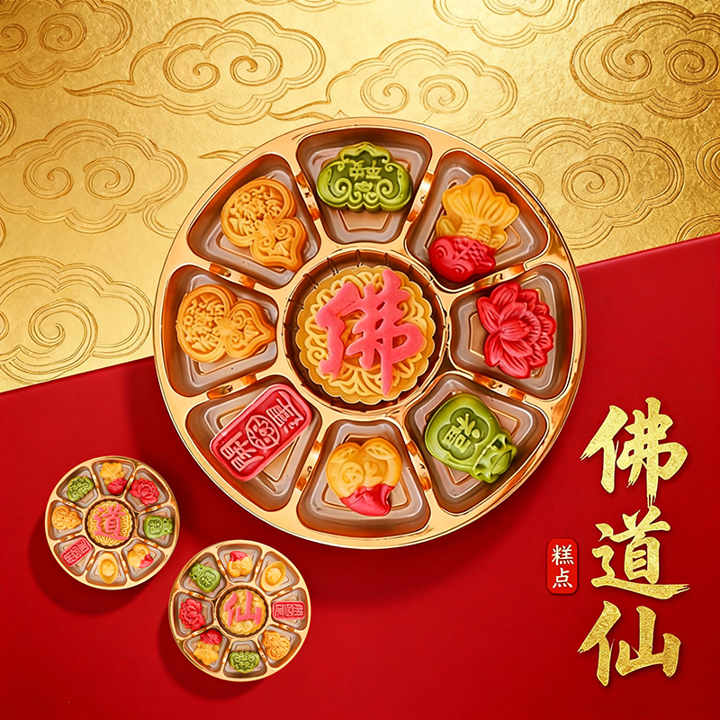 佛道仙贡品糕点佛堂敬神拜拜供品供佛招财上供普陀山福饼莲花糕
