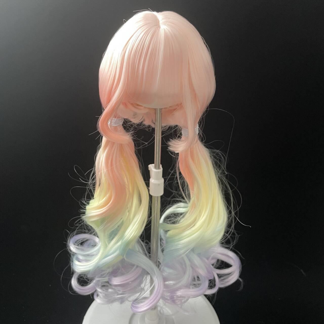 新款BJD假发娃用柔软丝彩色齐刘海长卷发3分6分sd娃娃发动漫假发