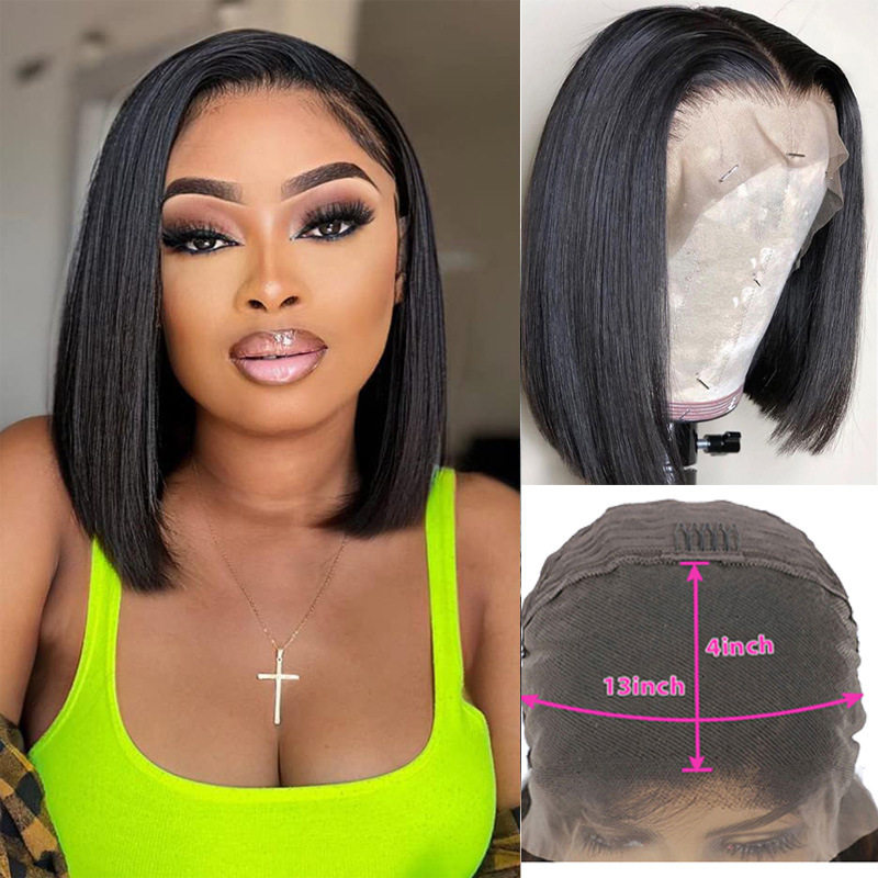 跨境假发13*4 bob wig前蕾丝真人假发头套欧美蕾丝假发human hair