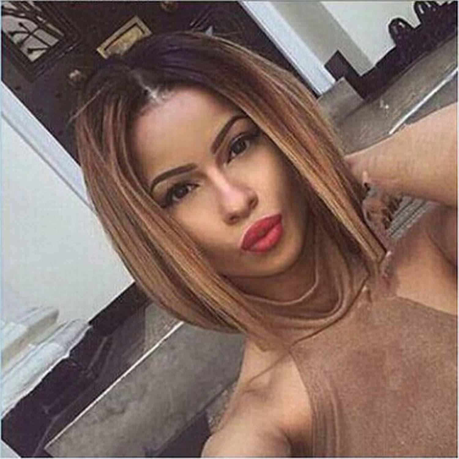 云开假发头套欧美女士化纤高温丝中分渐变染色波波头工厂现货