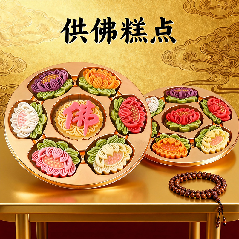 供佛糕点 中式素食佛家拜拜供奉食品 财神爷专用贡品糕点 招财糕