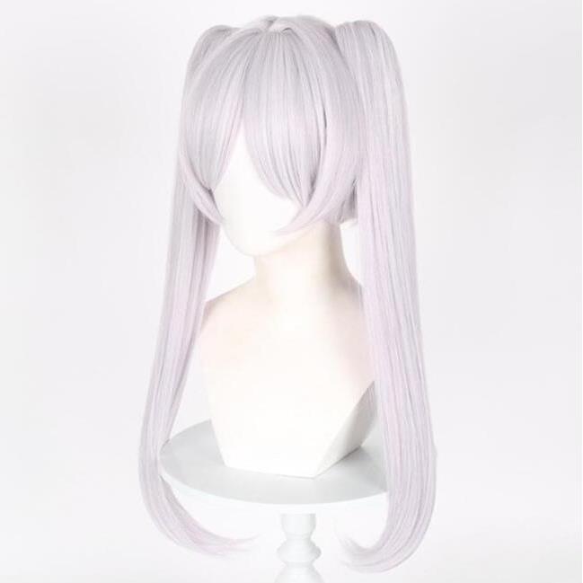 葬送的芙莉连 芙莉莲 cos假发 仿真头皮顶银白双马尾cos假发