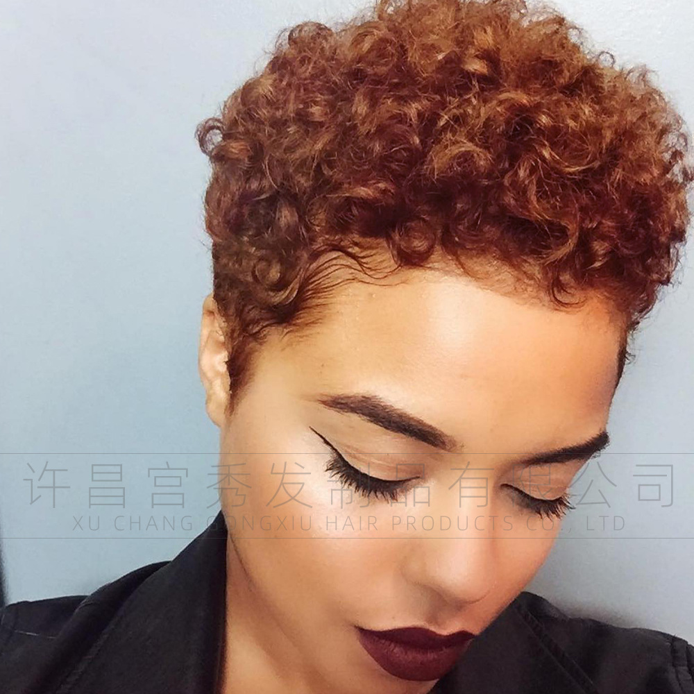 欧美假发 小精灵Pixie短款头套 女士假发短卷发机制化纤假发wigs