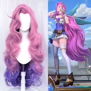 英雄联盟LOL Seraphine  萨勒芬妮渐变粉色三色可选cos假发全头套