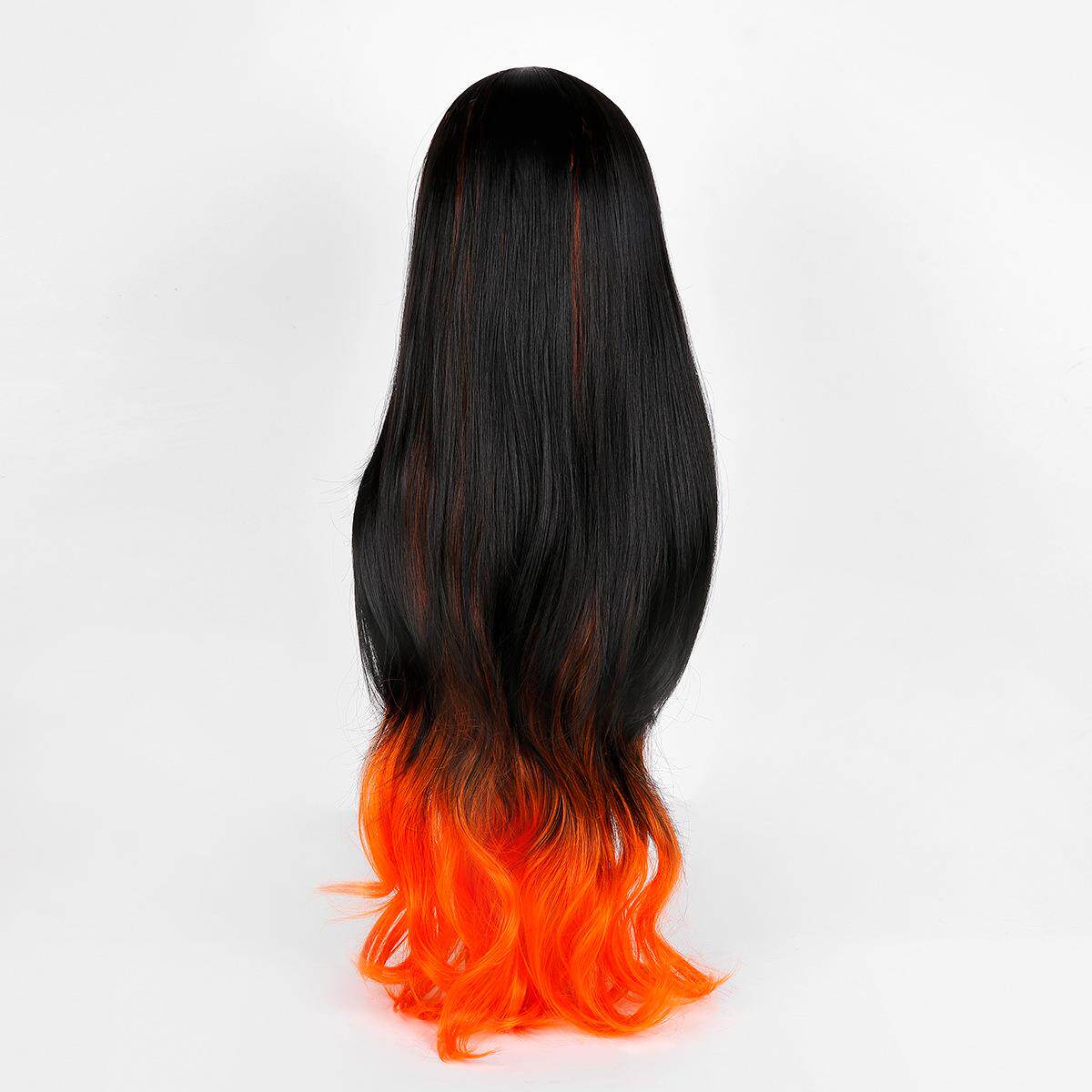 鬼灭之刃 cosplay假发 动漫灶门祢豆子假毛染色渐变长发化纤头套