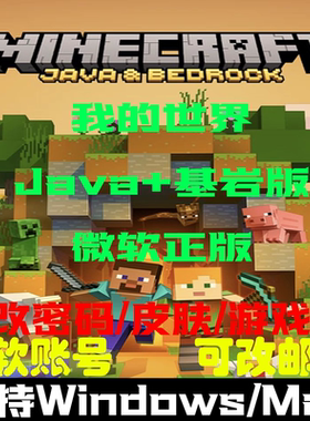 我的世界mc正版java+基岩版 微软永久成品账号/兑换码 PC版国际服