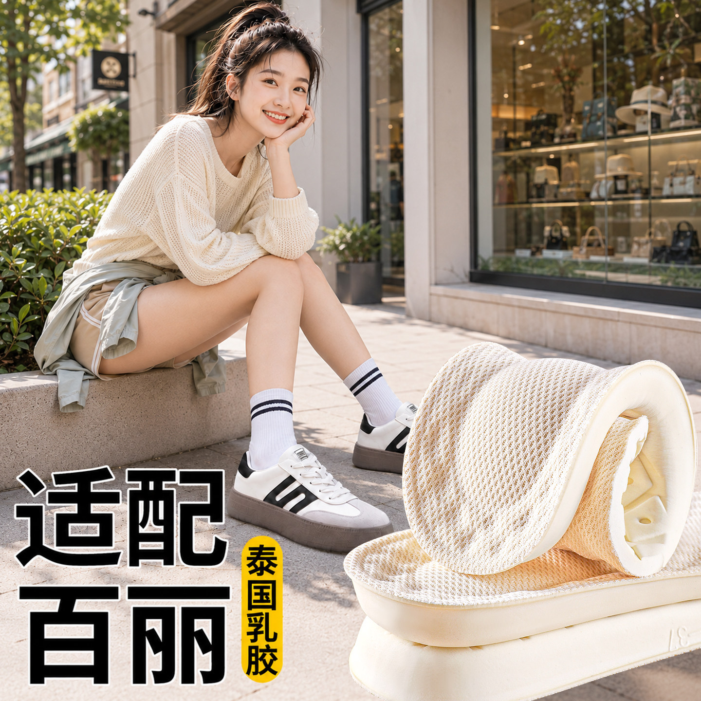 泰国进口乳胶鞋垫踩屎感软底舒适