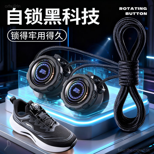 儿童旋转纽扣鞋带免系神器男款