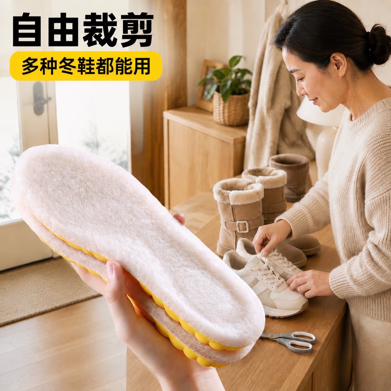 羊毛保暖鞋垫女新款冬季加绒加厚棉软底舒适运动气垫减震防臭男士