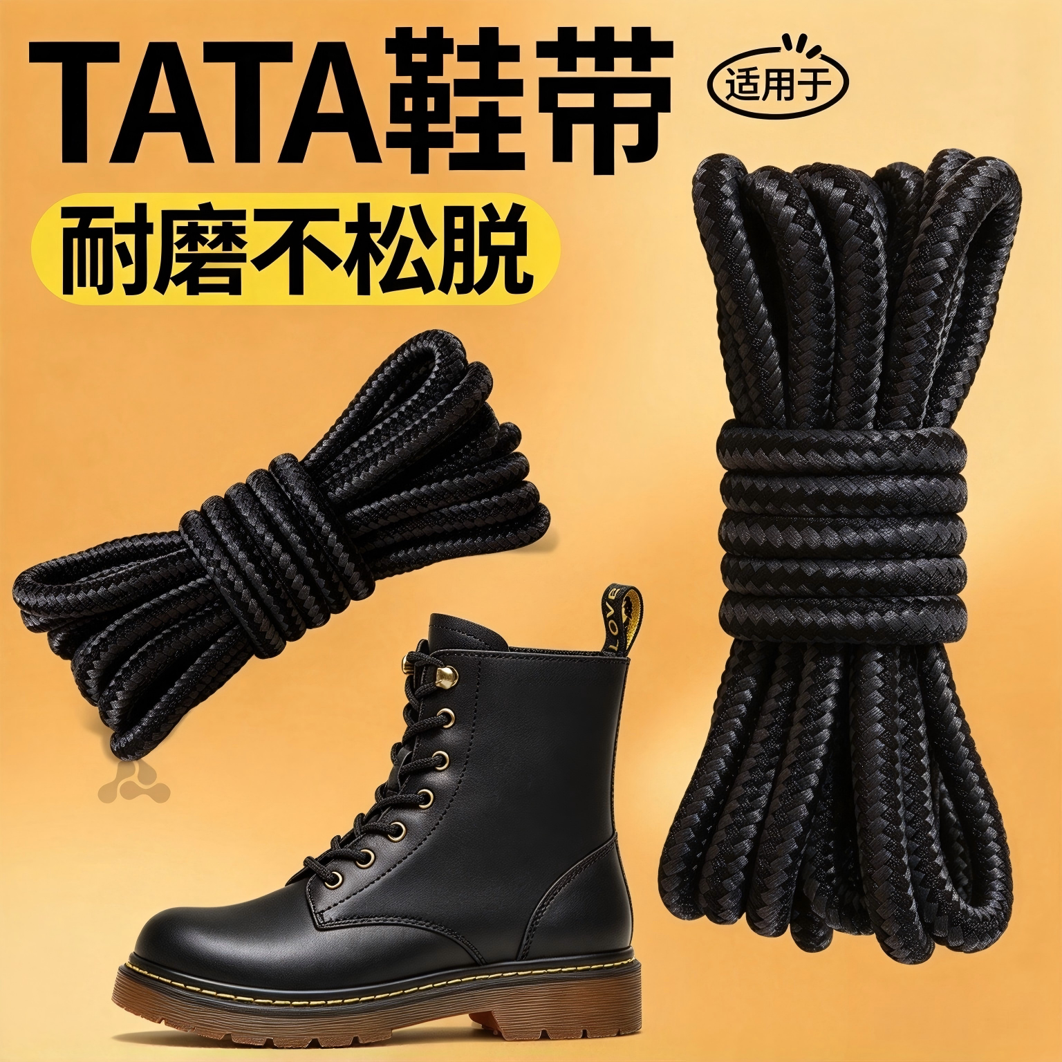 马丁靴鞋带圆绳加粗耐磨工装鞋带