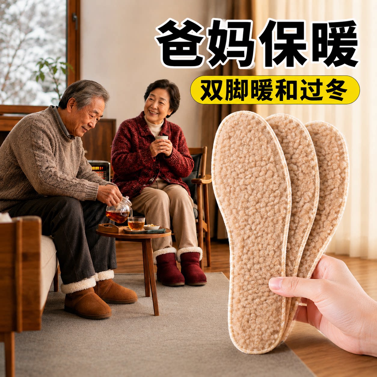 中老年保暖鞋垫冬季羊羔绒加厚