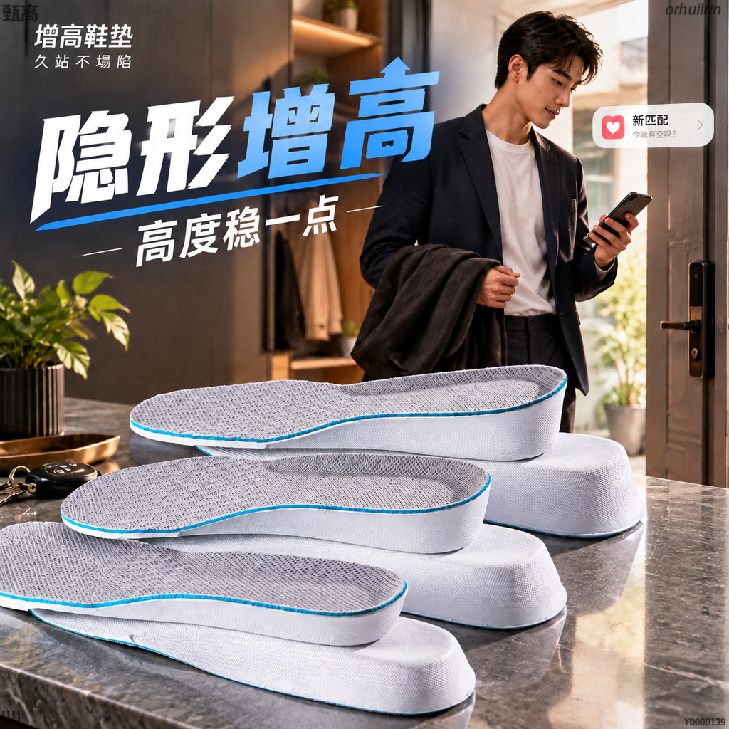 不累脚加厚隐形内增高不塌陷透气