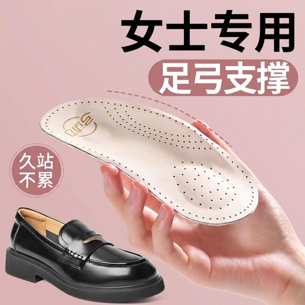 乐福鞋专用足弓支撑鞋垫半垫扁平足矫正女士足弓垫腿型直腿神器