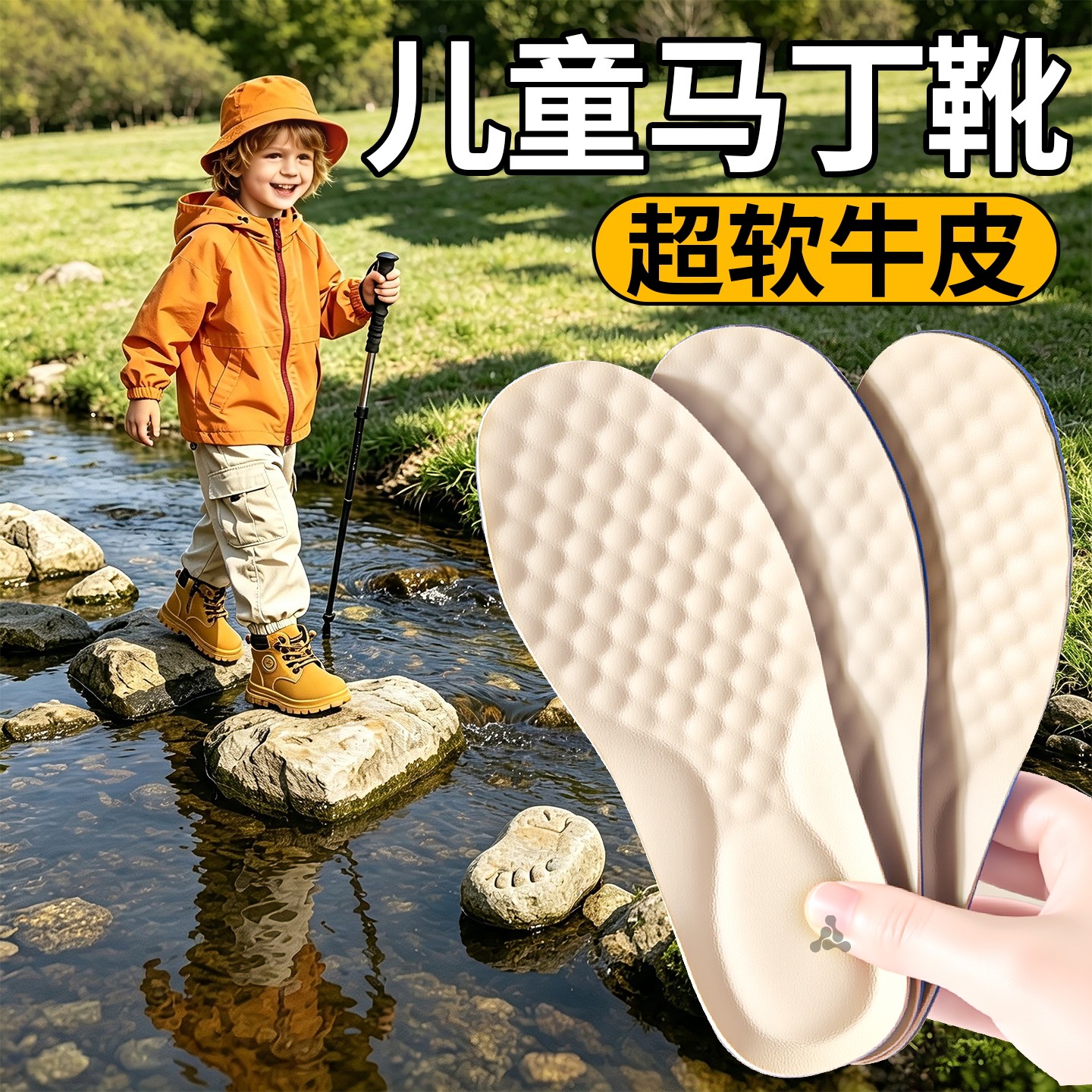 儿童马丁靴牛皮鞋垫超软防痛宝宝
