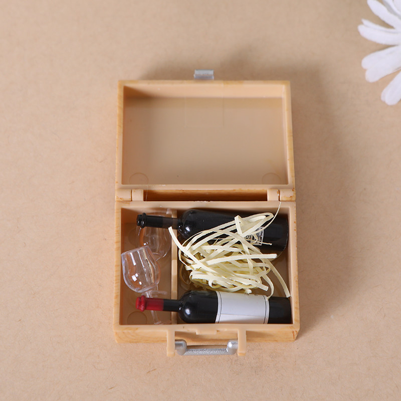 新品微缩食玩仿真迷你娃娃屋配件红酒盒过家家玩具酒吧搭配场景