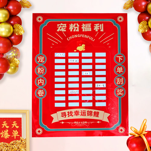 开业周年庆抽奖刮刮乐背景墙贴纸