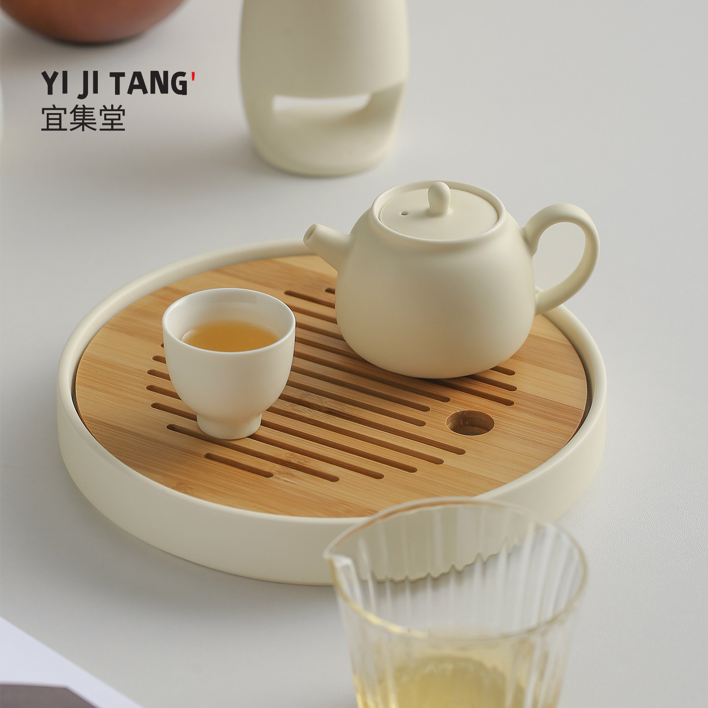 宜集堂小俊奶油风小茶壶哑光陶瓷茶具泡茶家用一人下午茶日式简约