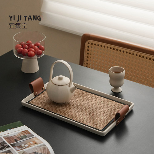 宜集堂BIANPAI中古风干泡茶盘托盘陶瓷茶台家用2026新款高级感
