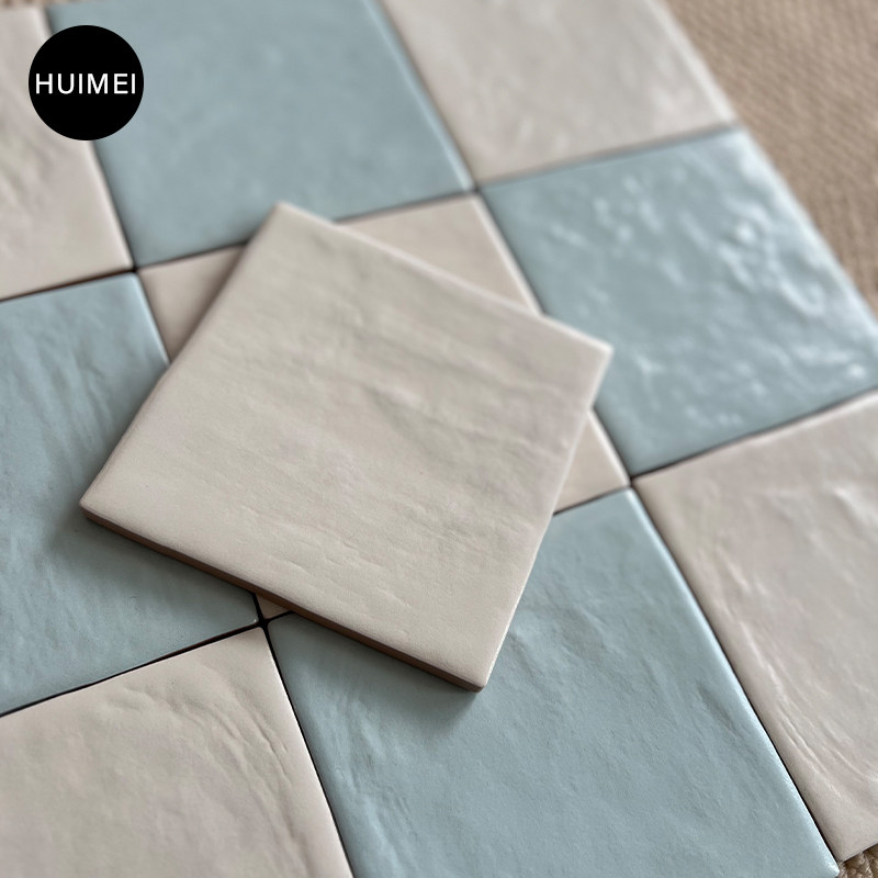 蓝色哑面珍珠釉小方砖吧台手工砖