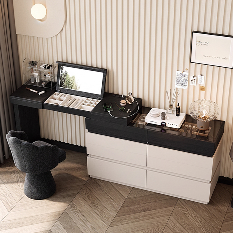 意式极简实木梳妆台斗柜一体